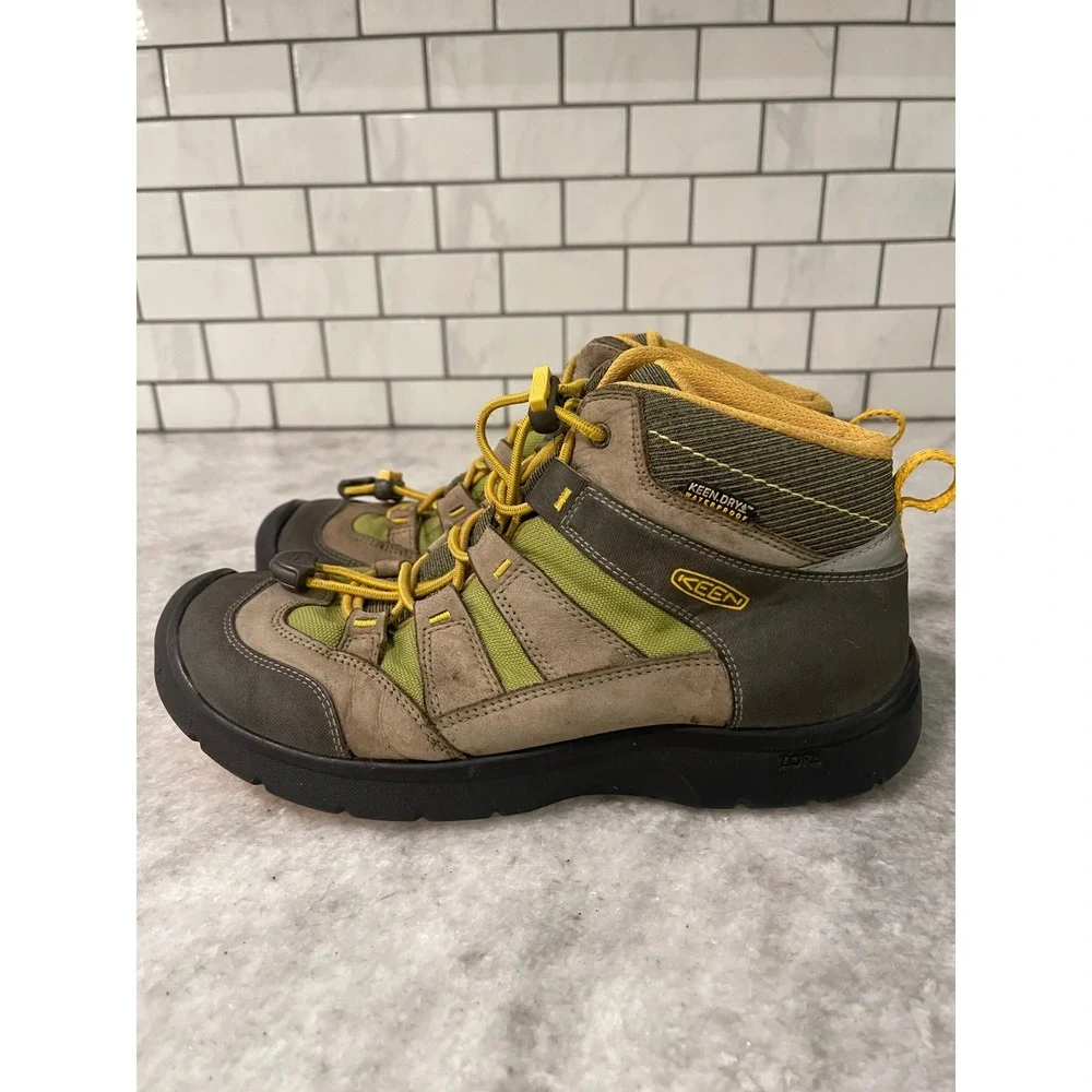 Keen Hiking Boots Kids Size 5 Brown Olive Yellow Waterproof Keen.Dry 1018003